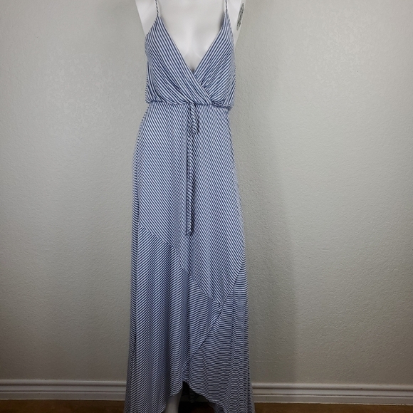 NWT Gianni Bini Blue White Striped V Neck Maxi Dress Size S - Picture 7 of 14